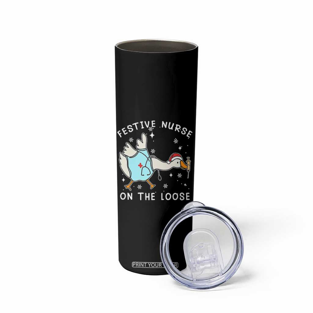 Funny ER Nurse Goose Christmas Skinny Tumbler Festive Nurses On The Loose TS14 Print Your Wear