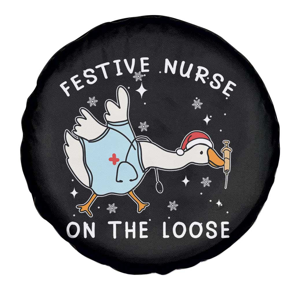 Funny ER Nurse Goose Christmas Spare Tire Cover Festive Nurses On The Loose TS14 Print Your Wear