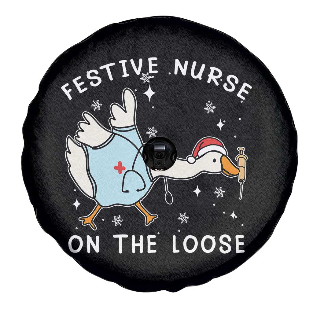 Funny ER Nurse Goose Christmas Spare Tire Cover Festive Nurses On The Loose TS14 Print Your Wear