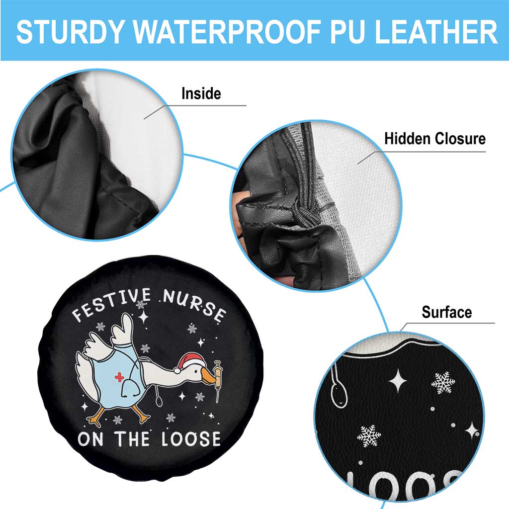 Funny ER Nurse Goose Christmas Spare Tire Cover Festive Nurses On The Loose TS14 Print Your Wear