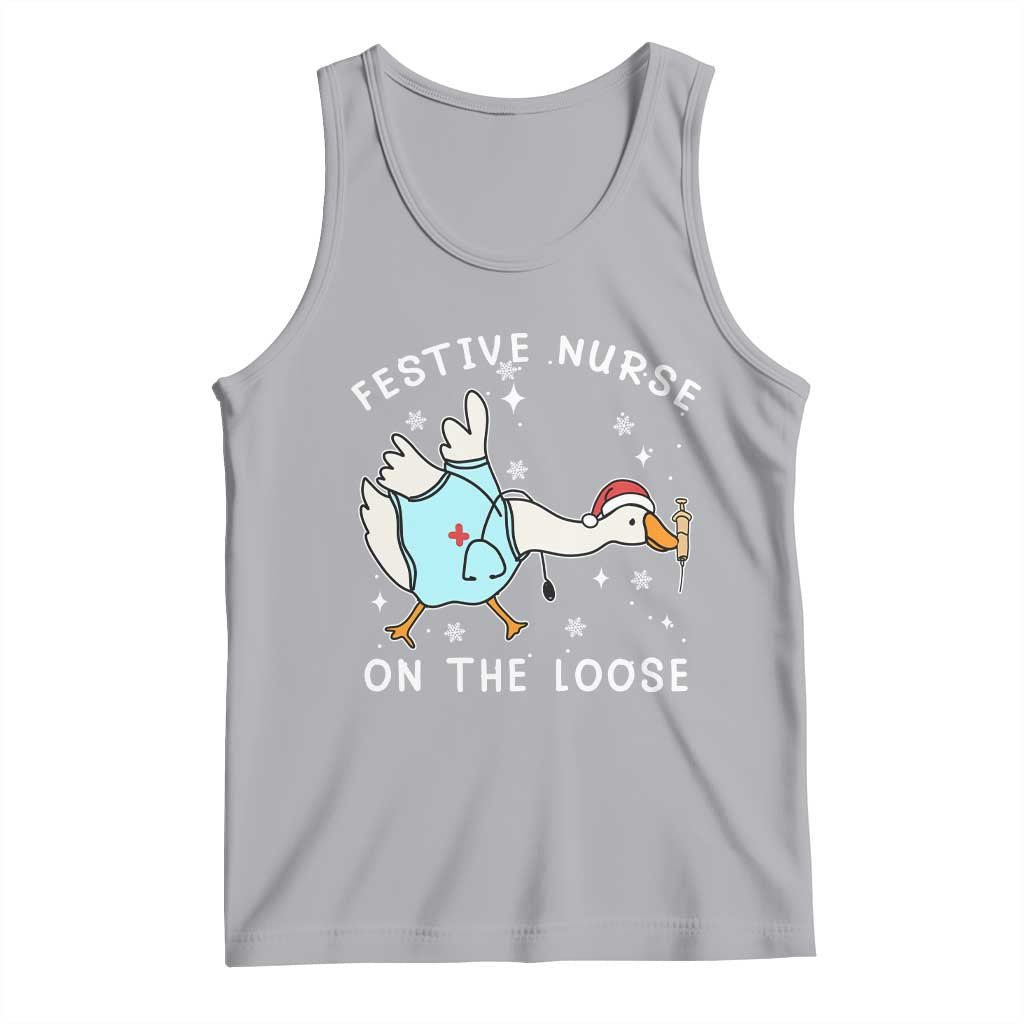 Funny ER Nurse Goose Christmas Tank Top Festive Nurses On The Loose TS14 Athletic Heather Print Your Wear