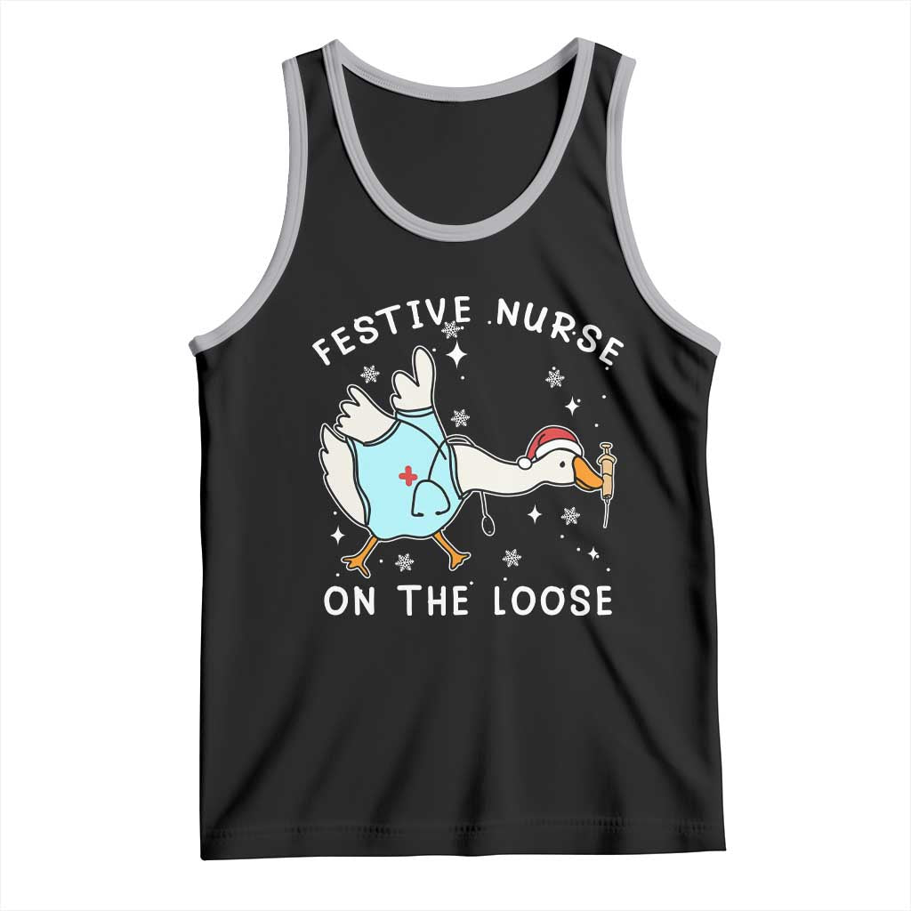 Funny ER Nurse Goose Christmas Tank Top Festive Nurses On The Loose TS14 Black Athletic Heather Print Your Wear