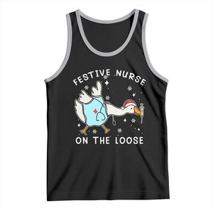 Funny ER Nurse Goose Christmas Tank Top Festive Nurses On The Loose TS14 Black Athletic Heather Print Your Wear