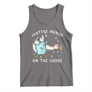 Funny ER Nurse Goose Christmas Tank Top Festive Nurses On The Loose TS14 Deep Heather Print Your Wear