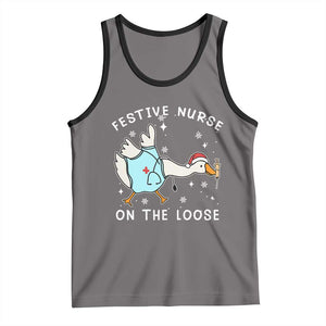 Funny ER Nurse Goose Christmas Tank Top Festive Nurses On The Loose TS14 Deep Heather Black Print Your Wear