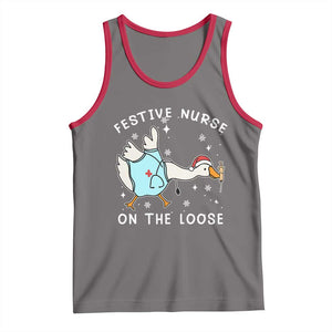 Funny ER Nurse Goose Christmas Tank Top Festive Nurses On The Loose TS14 Deep Heather Red Print Your Wear