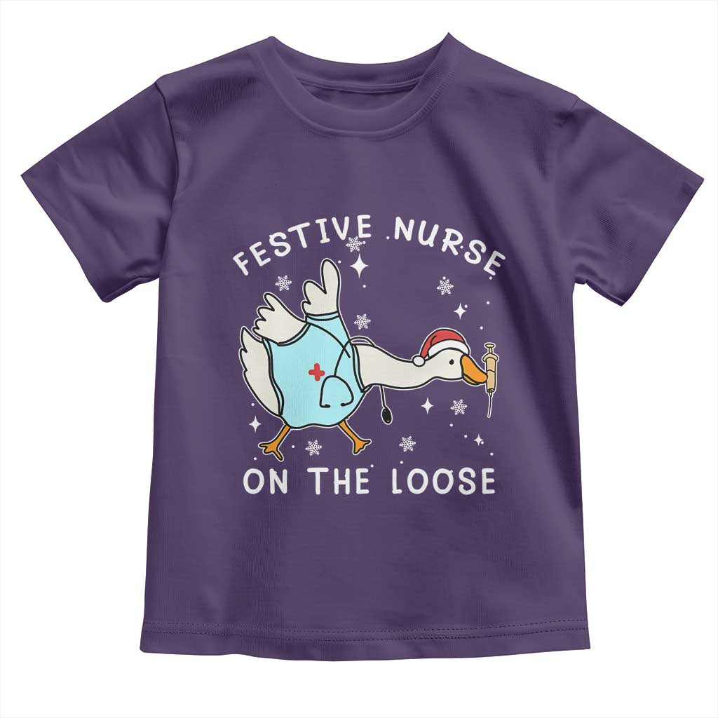 Funny ER Nurse Goose Christmas Toddler T Shirt Festive Nurses On The Loose TS14 Purple Print Your Wear