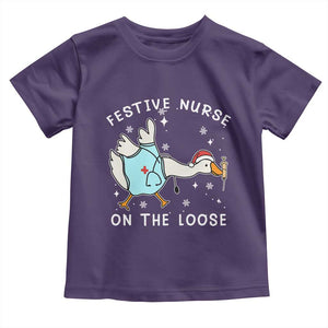Funny ER Nurse Goose Christmas Toddler T Shirt Festive Nurses On The Loose TS14 Purple Print Your Wear