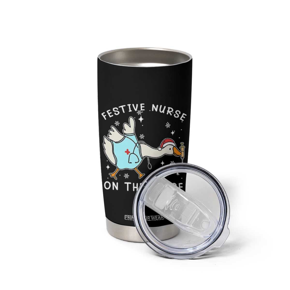 Funny ER Nurse Goose Christmas Tumbler Cup Festive Nurses On The Loose TS14 Print Your Wear
