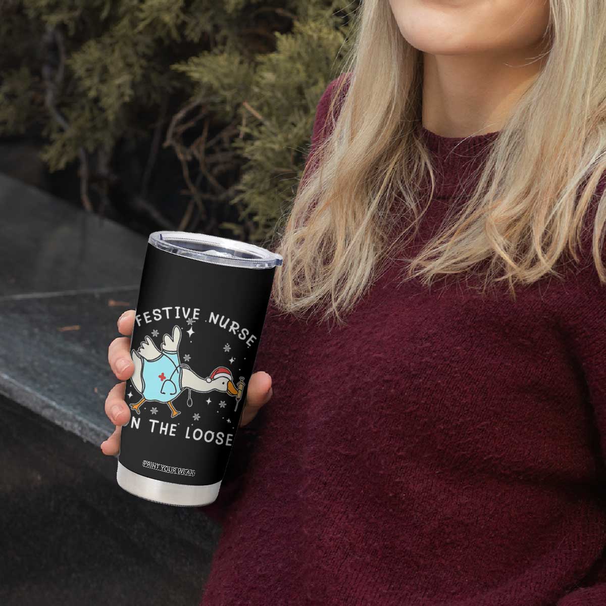 Funny ER Nurse Goose Christmas Tumbler Cup Festive Nurses On The Loose TS14 Print Your Wear