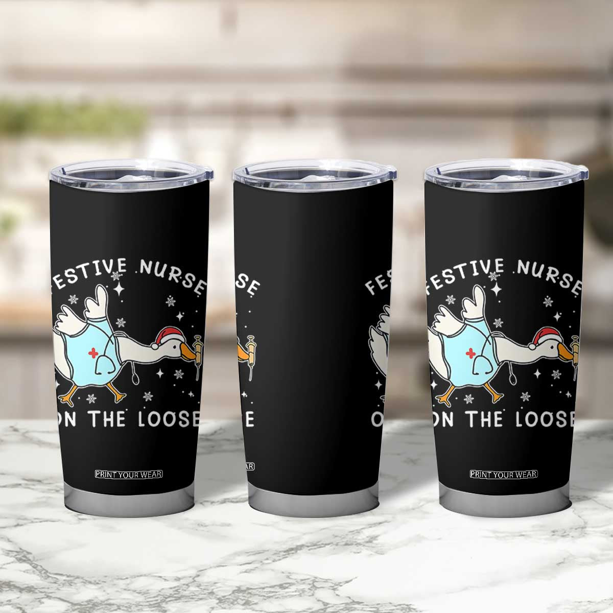 Funny ER Nurse Goose Christmas Tumbler Cup Festive Nurses On The Loose TS14 Print Your Wear