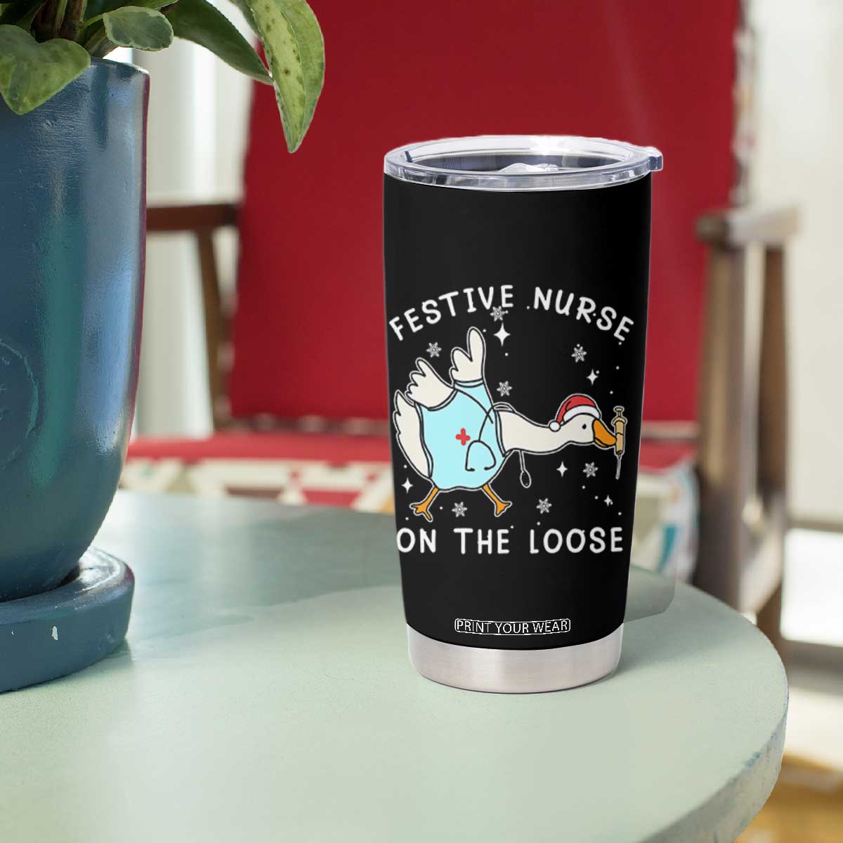 Funny ER Nurse Goose Christmas Tumbler Cup Festive Nurses On The Loose TS14 Print Your Wear