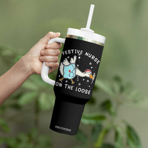 Funny ER Nurse Goose Christmas Tumbler With Handle Festive Nurses On The Loose TS14 Print Your Wear