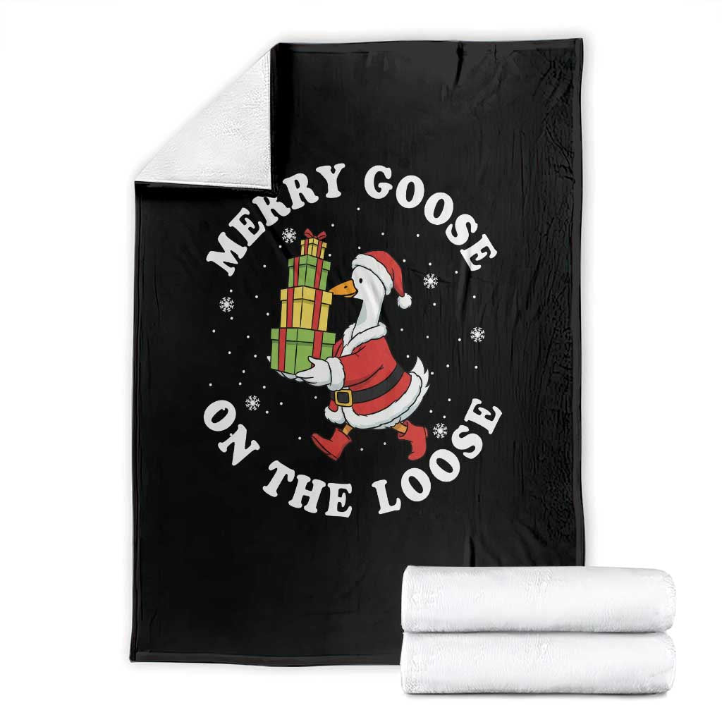 Festive Goose on The Loose Throw Blanket Funny Goose Christmas Meme TS14 Black Print Your Wear