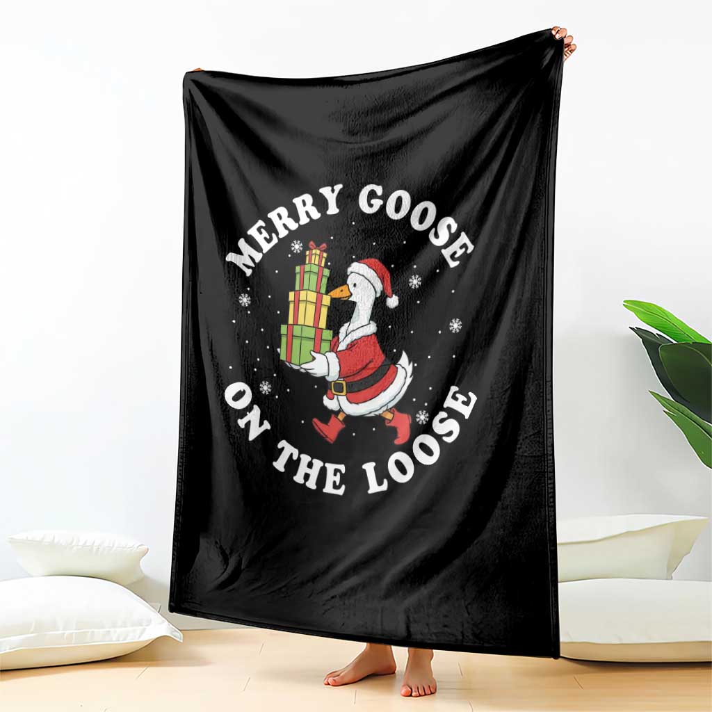 Festive Goose on The Loose Throw Blanket Funny Goose Christmas Meme TS14 Print Your Wear