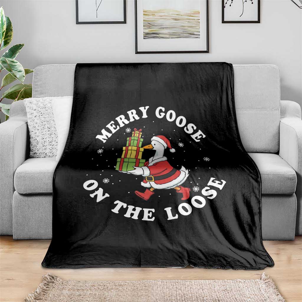 Festive Goose on The Loose Throw Blanket Funny Goose Christmas Meme TS14 Print Your Wear