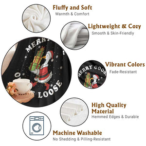 Festive Goose on The Loose Throw Blanket Funny Goose Christmas Meme TS14 Print Your Wear