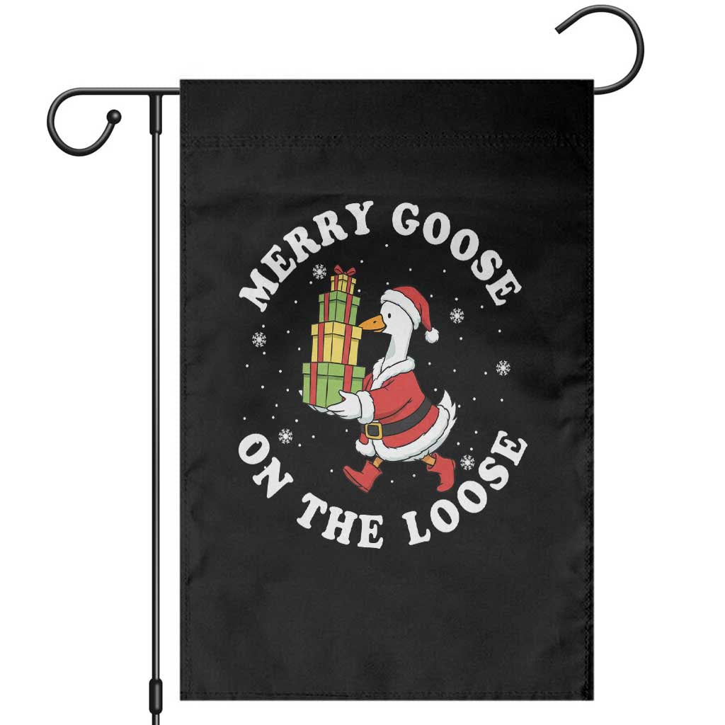 Festive Goose on The Loose Garden Flag Funny Goose Christmas Meme TS14 Black Print Your Wear