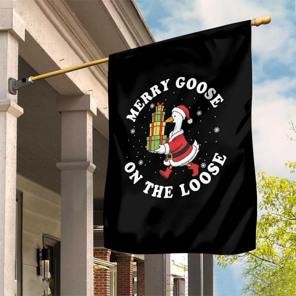 Festive Goose on The Loose Garden Flag Funny Goose Christmas Meme TS14 Print Your Wear