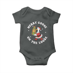 Festive Goose on The Loose Baby Onesie Funny Goose Christmas Meme TS14 Dark Heather Print Your Wear
