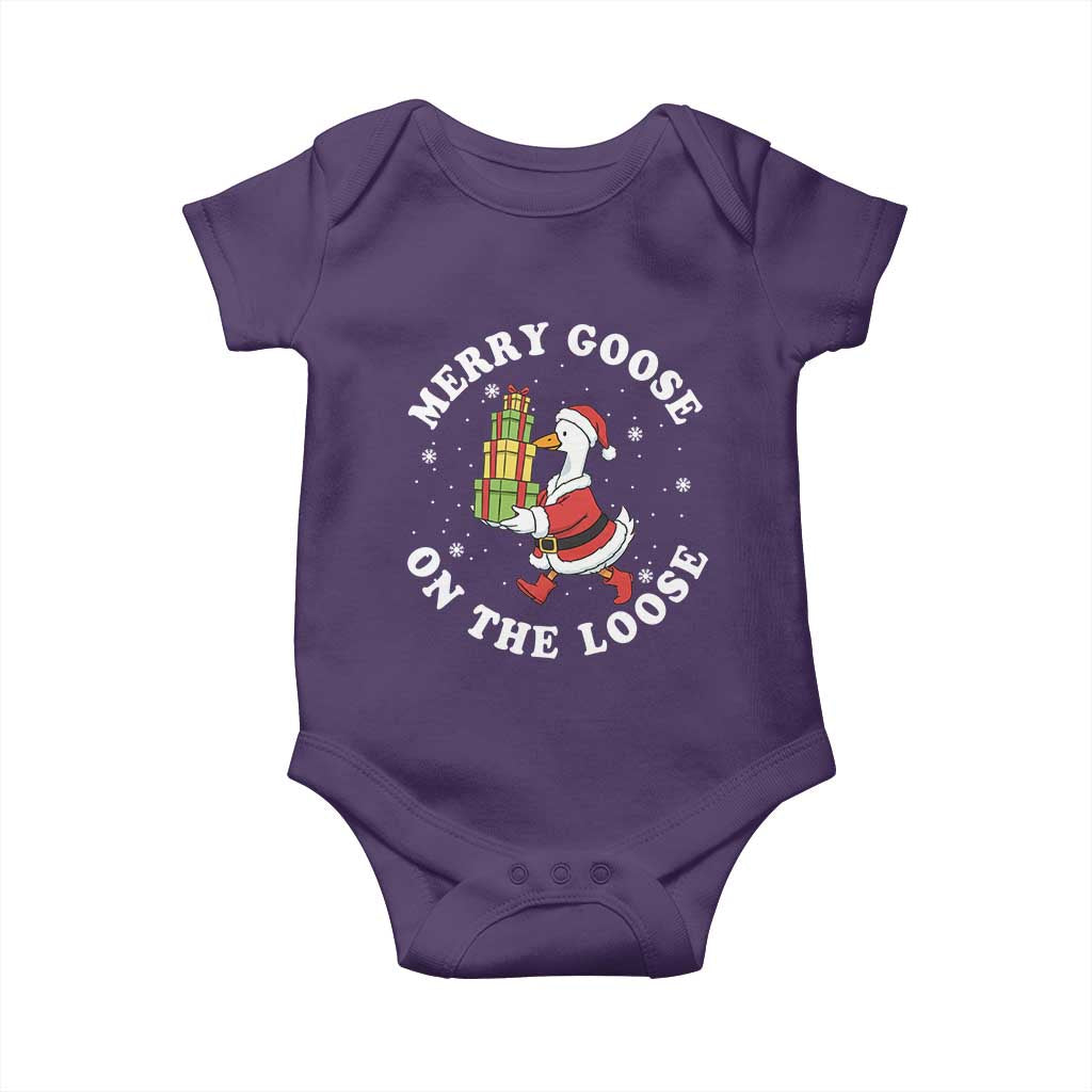 Festive Goose on The Loose Baby Onesie Funny Goose Christmas Meme TS14 Purple Print Your Wear