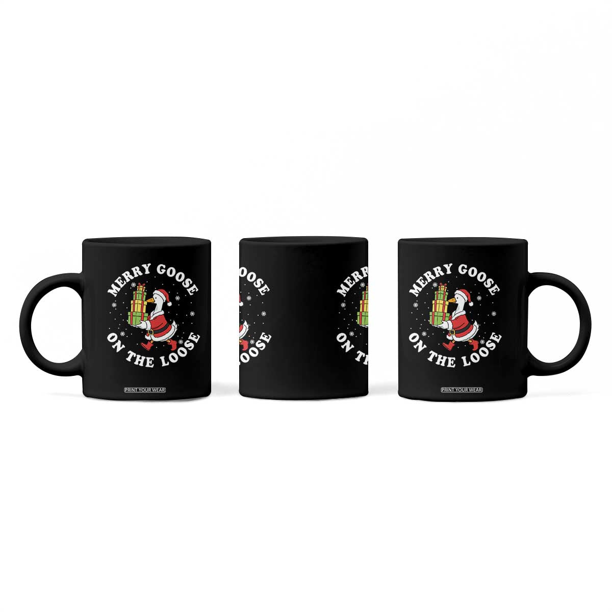 Festive Goose on The Loose Coffee Mug Funny Goose Christmas Meme TS14 Print Your Wear