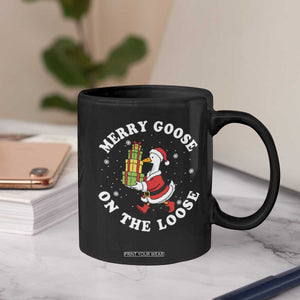 Festive Goose on The Loose Coffee Mug Funny Goose Christmas Meme TS14 Print Your Wear
