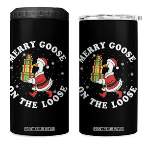 Festive Goose on The Loose 4 in 1 Can Cooler Tumbler Funny Goose Christmas Meme TS14 One Size: 16 oz Black Print Your Wear