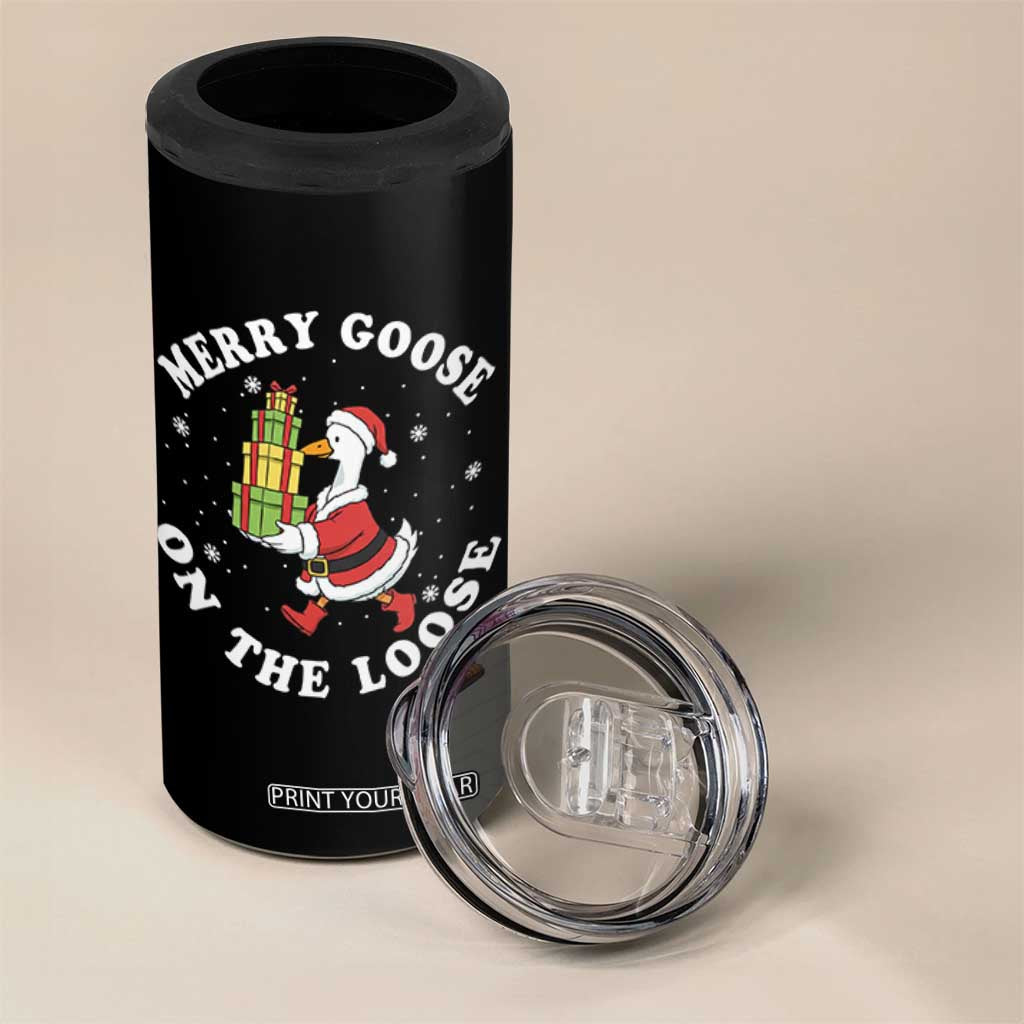 Festive Goose on The Loose 4 in 1 Can Cooler Tumbler Funny Goose Christmas Meme TS14 Print Your Wear