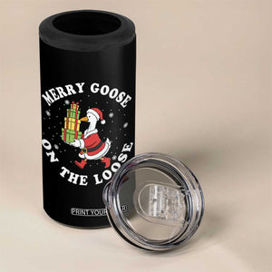 Festive Goose on The Loose 4 in 1 Can Cooler Tumbler Funny Goose Christmas Meme TS14 Print Your Wear