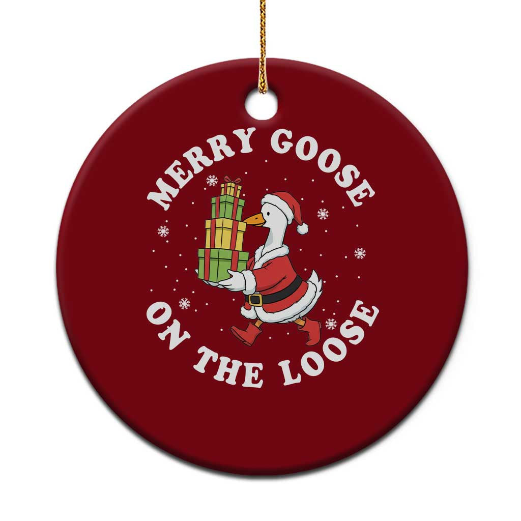 Festive Goose on The Loose Ceramic Ornament Funny Goose Christmas Meme TS14 1pc Red Print Your Wear