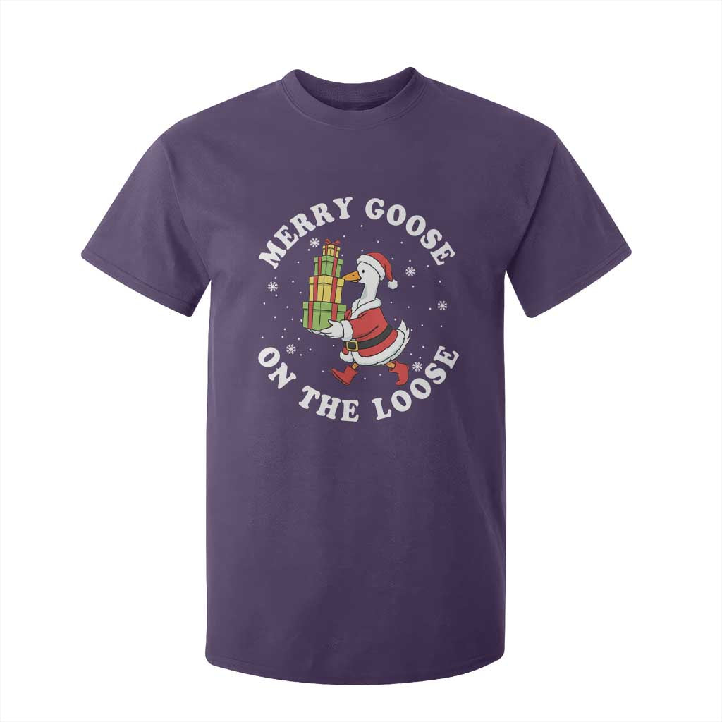 Festive Goose on The Loose T Shirt For Kid Funny Goose Christmas Meme TS14 Purple Print Your Wear