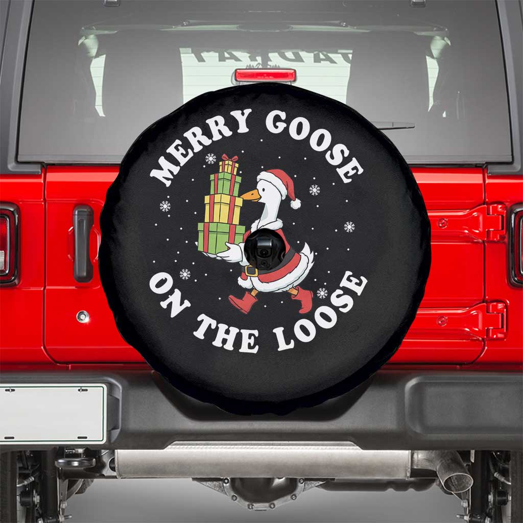 Festive Goose on The Loose Spare Tire Cover Funny Goose Christmas Meme TS14 Black Print Your Wear