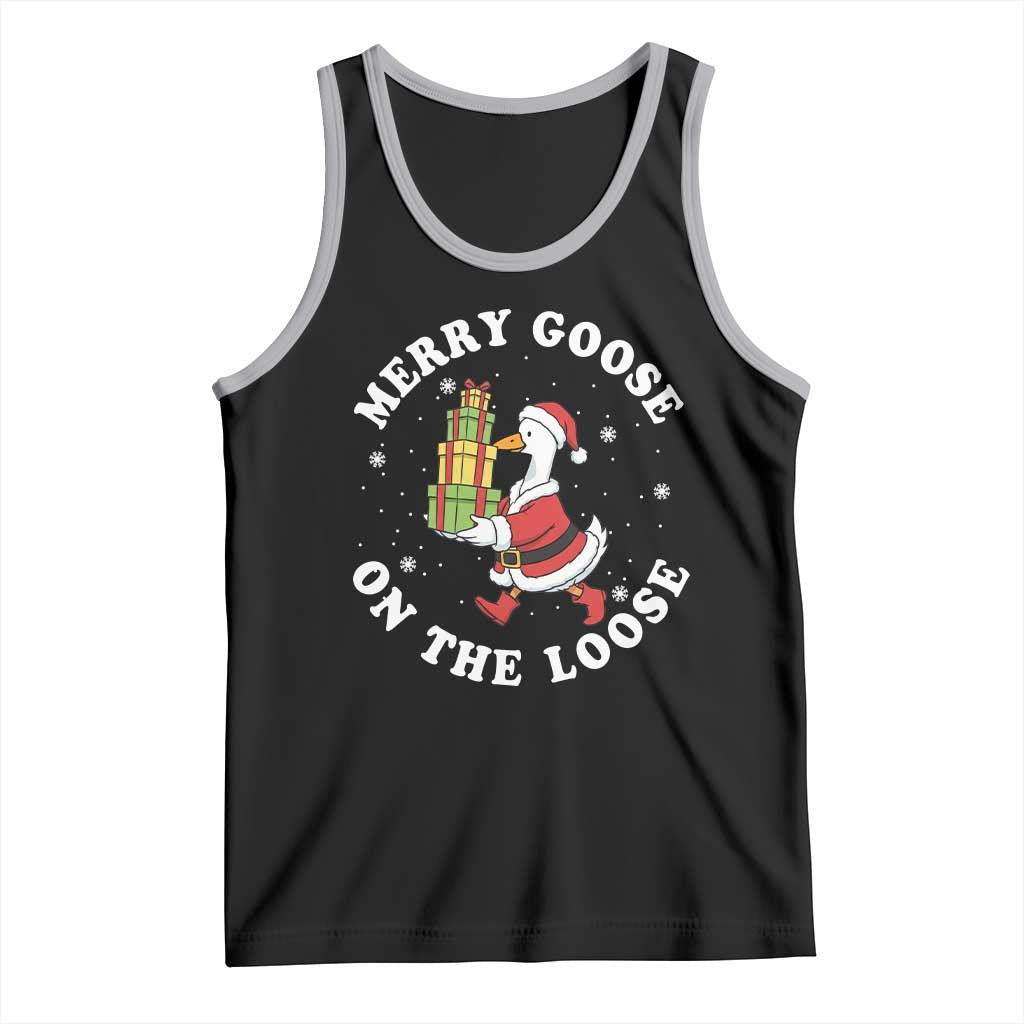 Festive Goose on The Loose Tank Top Funny Goose Christmas Meme TS14 Black Athletic Heather Print Your Wear