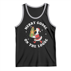 Festive Goose on The Loose Tank Top Funny Goose Christmas Meme TS14 Black Athletic Heather Print Your Wear