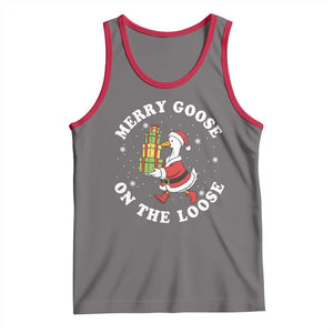 Festive Goose on The Loose Tank Top Funny Goose Christmas Meme TS14 Deep Heather Red Print Your Wear