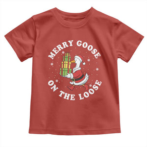 Festive Goose on The Loose Toddler T Shirt Funny Goose Christmas Meme TS14 Red Print Your Wear