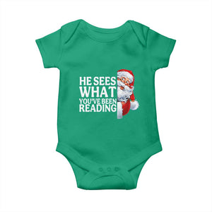 He Sees What You Have Been Reading Baby Onesie Funny Bookish Christmas Book Lover TS14 Irish Green Print Your Wear