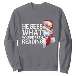 He Sees What You Have Been Reading Sweatshirt Funny Bookish Christmas Book Lover TS14 Charcoal Print Your Wear