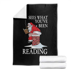 Funny Bookish Christmas Throw Blanket He Sees What You Have Been Reading TS14 Black Print Your Wear