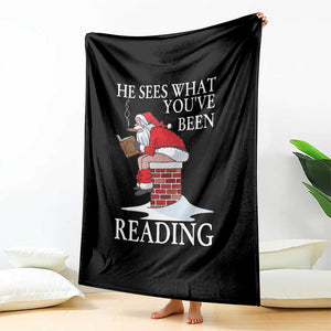 Funny Bookish Christmas Throw Blanket He Sees What You Have Been Reading TS14 Print Your Wear