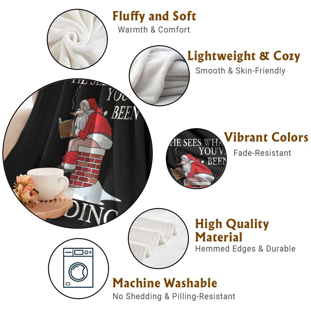 Funny Bookish Christmas Throw Blanket He Sees What You Have Been Reading TS14 Print Your Wear