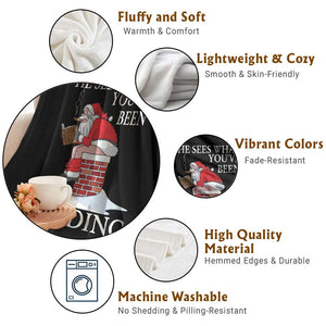 Funny Bookish Christmas Throw Blanket He Sees What You Have Been Reading TS14 Print Your Wear