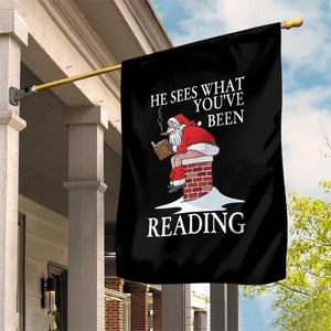 Funny Bookish Christmas Garden Flag He Sees What You Have Been Reading TS14 Print Your Wear