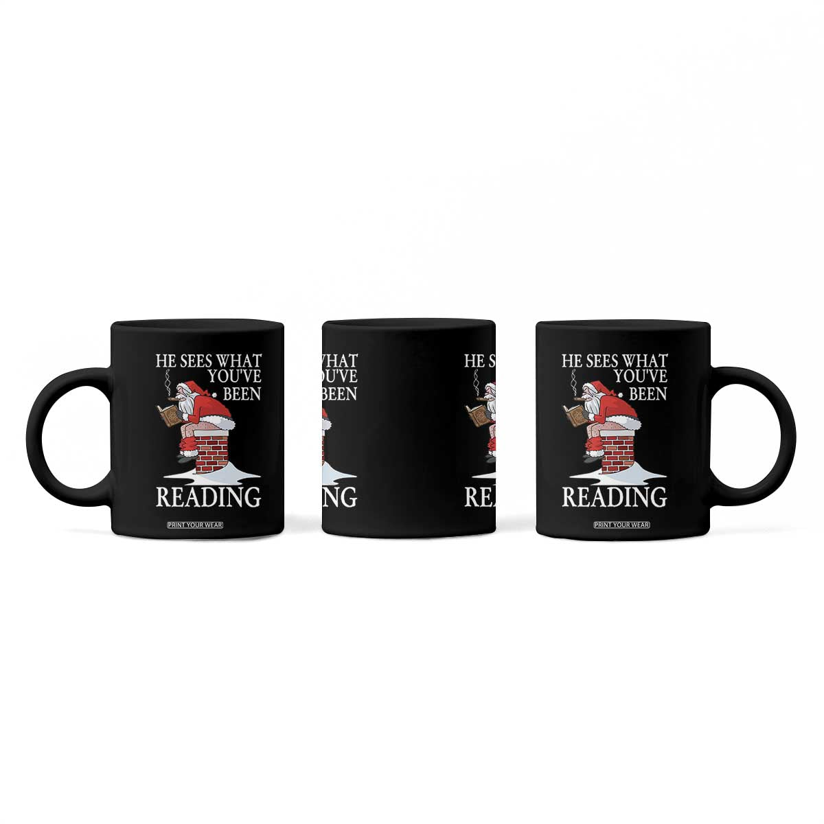 Funny Bookish Christmas Coffee Mug He Sees What You Have Been Reading - Print Your Wear