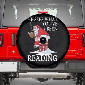 Funny Bookish Christmas Spare Tire Cover He Sees What You Have Been Reading TS14 Black Print Your Wear