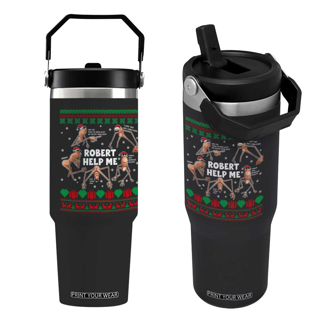 Marcus The Worm Christmas Meme Flip Straw Tumbler TS14 One Size: 30 oz Black Print Your Wear