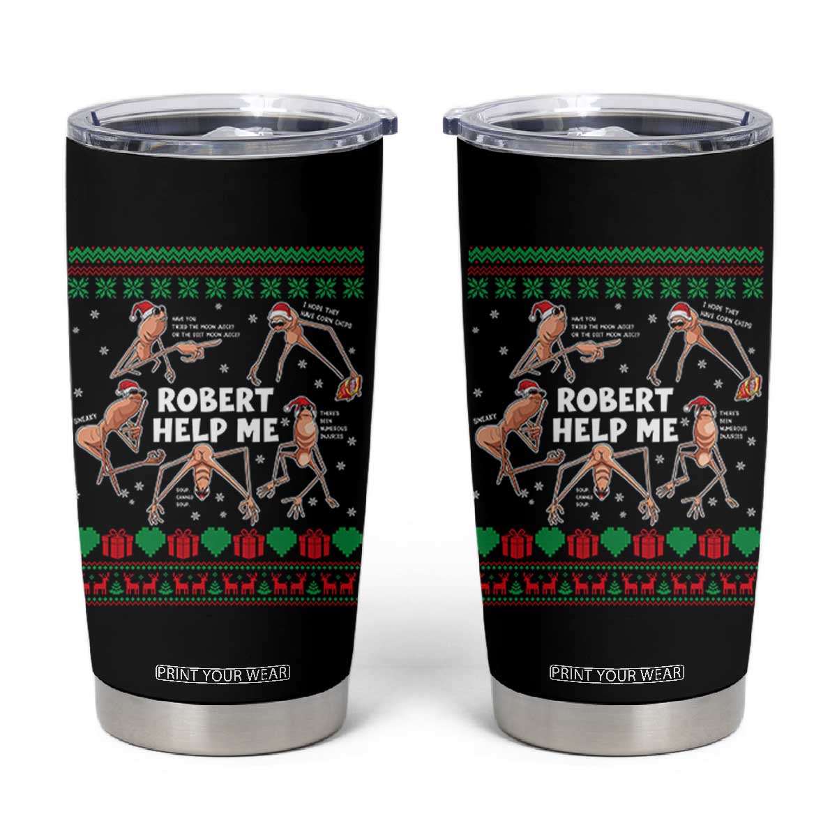 Marcus The Worm Christmas Meme Tumbler Cup TS14 Black Print Your Wear