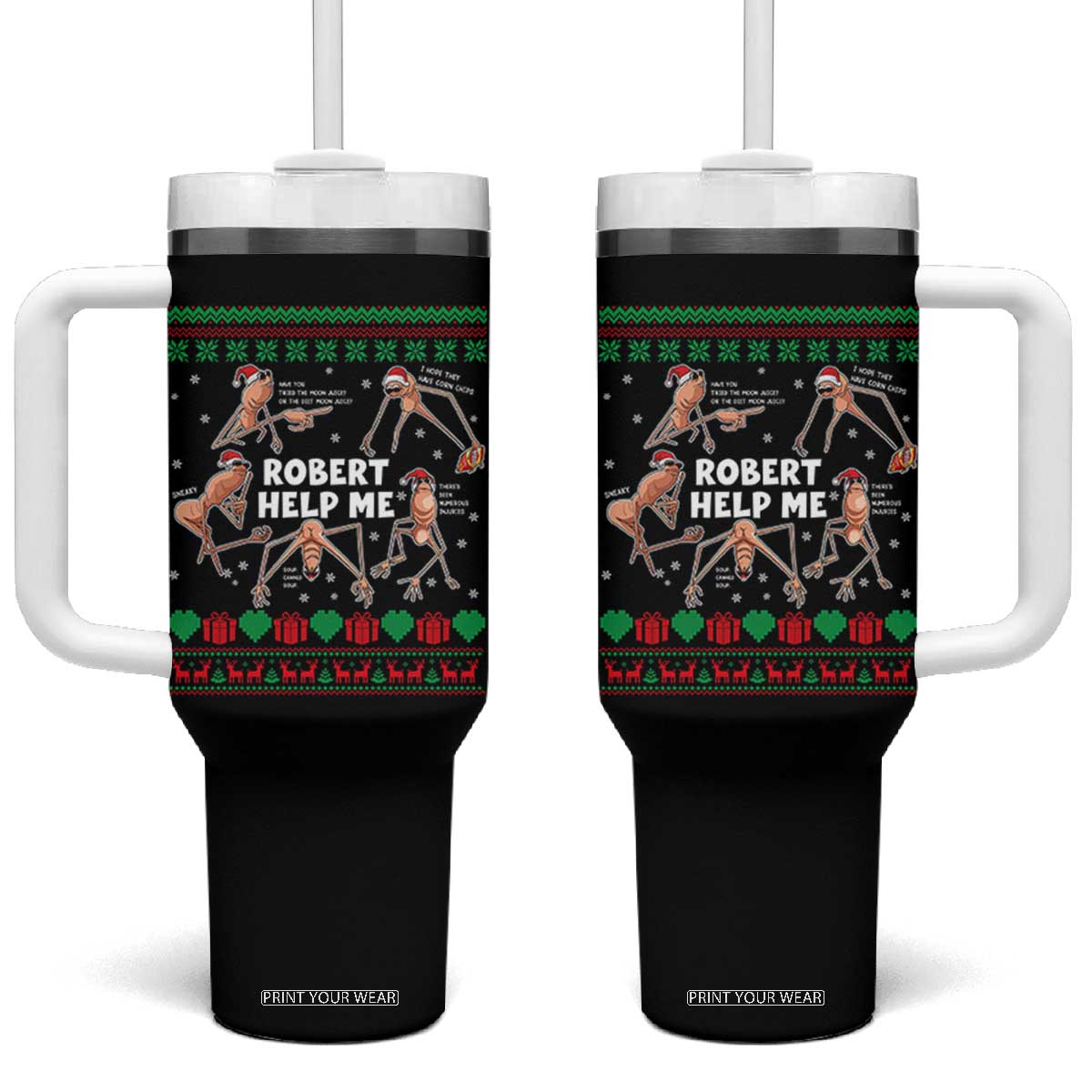 Marcus The Worm Christmas Meme Tumbler With Handle TS14 One Size: 40 oz Black Print Your Wear