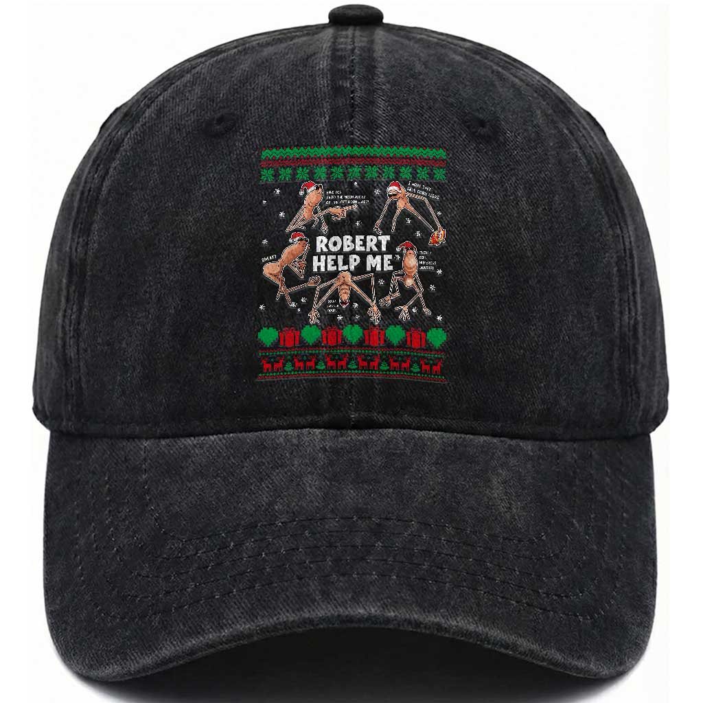Marcus The Worm Robert Meme Christmas Washed Cotton Baseball Cap TS14 Washed Cap Universal Fit Black Print Your Wear
